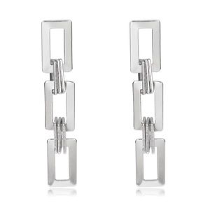 Geometric Metal Square Hollow Long Chain Dangle Earrings Women Fashion